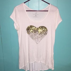 NEWYORK & COMPANY GOLD SEQUENCE SHORT SLEEVE SHIRT